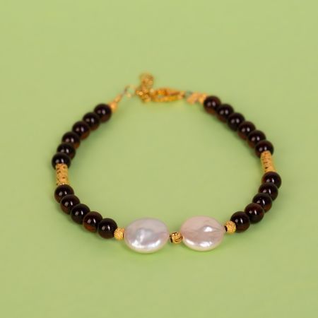 Bransoletka z bursztynami i perłami