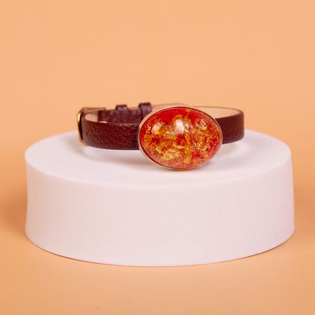 Bransoletka na pasku z bursztynem barwionym