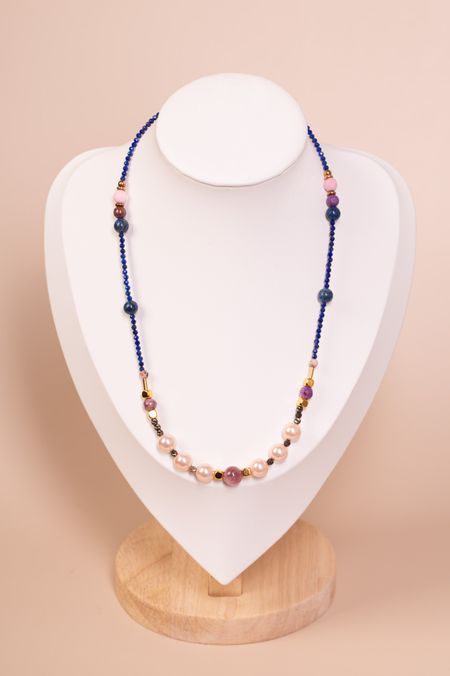 Naszyjnik lapis lazuli, perły