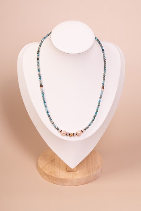 Naszyjnik amazonit i perły