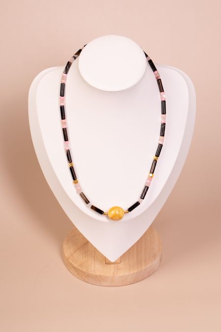 Naszyjnik tygrysie oko i bursztyn bałtycki