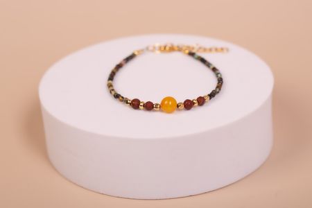  Bransoletka Bursztyn bałtycki, Turmalin, Jaspis