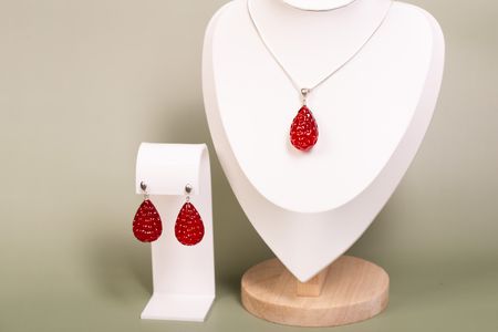 Komplet srebrny z bursztynem bałtyckim malinki