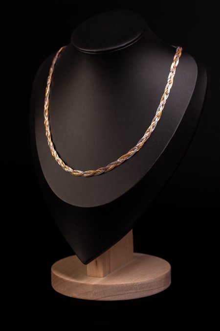 Three-tone gold-plated silver chain