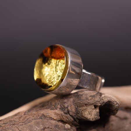 Silver ring with Baltic amber